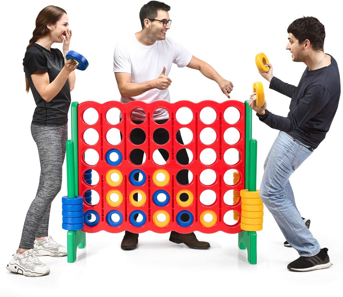 Forza 4 Gigante Mega 4 in Linea Quattro Insieme, Gioco da Tavolo Gioco di Fila per Bambini, 120 x 42 x 104 cm (Verde)