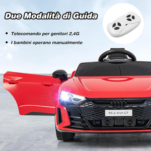 12V Audi RS e-tron GT Macchina Elettrica per Bambini, Auto Elettrica con Telecomando Luci LED e Musica, 3-5 km/h, Regalo per Bambini 37-95 Mesi (Rosso)