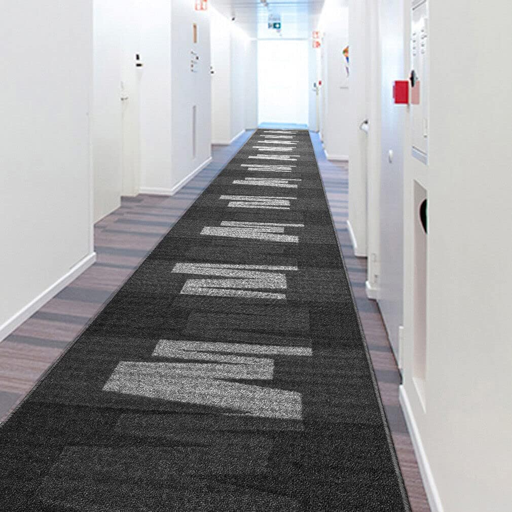 Passatoia Scala Bordata 67x300 cm Ingresso Corridoio Tappeto Cucina Gradini Zig Zag Grigio