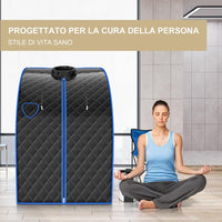 1000 W Sauna a Vapore Portatile con Telecomando, Sauna Domestica Bagno di Vapore con Sedia, Sauna Spa 3L, Funziona Timer 15-90 min (Nero)