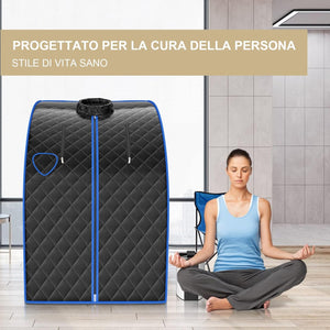 1000 W Sauna a Vapore Portatile con Telecomando, Sauna Domestica Bagno di Vapore con Sedia, Sauna Spa 3L, Funziona Timer 15-90 min (Nero)