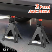 Set di 2 Cavalletti per Auto 12 T, Coppia di Cavalletti di Sostegno con Blocco della Maniglia e Altezza Regolabile 48-75 cm, Cavalletti per Cric per SUV, Berlina, Pickup e UTV