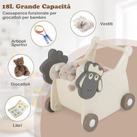 Girello Bambini, Carrello per Bambini a Forma di Pecora, Camminatore per Bambini con Capacità di 18L, Camminatore per Bambini a 4 Ruote, per Bambini di 3+ Anni