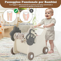 Girello Bambini, Carrello per Bambini a Forma di Pecora, Camminatore per Bambini con Capacità di 18L, Camminatore per Bambini a 4 Ruote, per Bambini di 3+ Anni