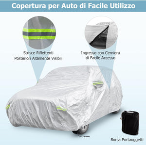 Copertura Auto con Porta a Zip, Serratura, Copertura per Auto con Strisce Riflettenti, Copertura Universale per Esterni per Auto (492 X 191 X 154 cm)