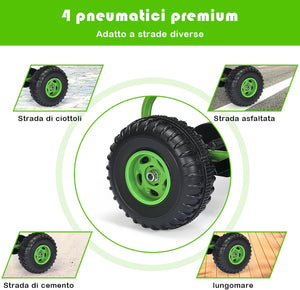 Go Kart a Pedali per Bambini, Go Kart Veicolo con Sedile Regolabile e Freno a Mano, per Bambini 3-6 Anni, Portata Massima 30 kg (Verde)