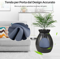 Lettiera per Gatti Smart con Rimozione Elettronica degli Odori e Sterilizzazione, Pianta Finta, Ciottoli, Tenda per la Porta, Paletta, Adatta per Gatti Grandi e Cuccioli (Nero)