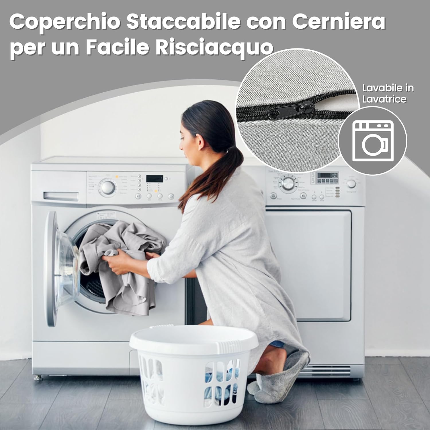 3 in 1 Divano Letto, Materasso da Pavimento 15 cm in Schiuma ad Alta Densità Traspirante, Letto Ospite Portatile per Soggiorno Camera (Grigio)