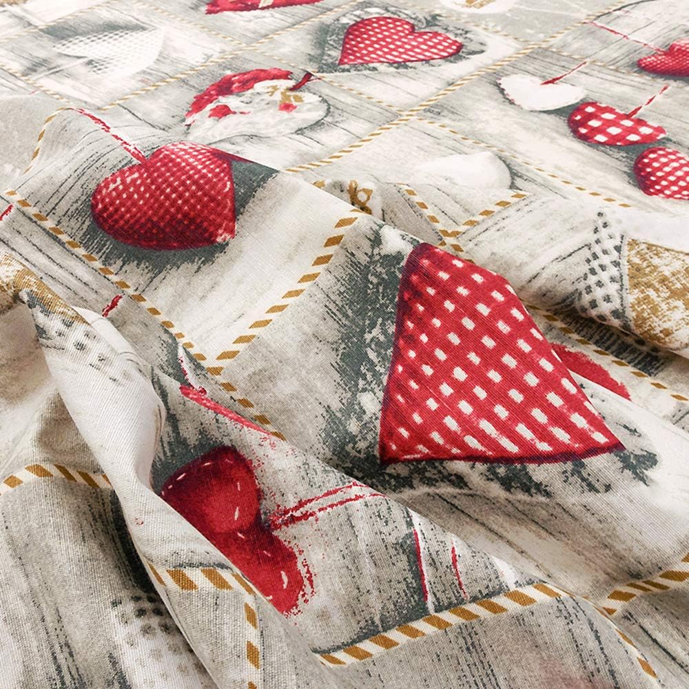 Telo Arredo CopriTutto 170x280 cm Cotone Copridivano Letto Shabby Chic Cuori Multiuso Lavabile