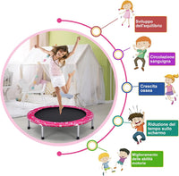 Trampolino Elastico per Bambini, Tappeto Elastico Pieghevole per Bambini con Copertura, Cuscinetti Antiscivolo e Maniglia, Ideale per Interno ed Esterno, Carico Massimo 150 kg