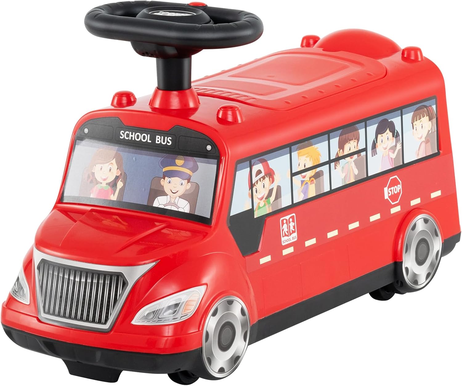 Auto a Spinta per Bambini, Autobus da Passeggio con Pulsante Musicale Comparto di Stoccaggio Blocco Antiribaltamento, Ideale per Bambini 19-36 Mesi