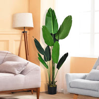 Pianta Finta da Interno da 160 cm, Palma Tropicale Artificiale in Vaso con Tronco Resistente e Foglie Realistiche, Pianta Artificiale da Interno ed Esterno