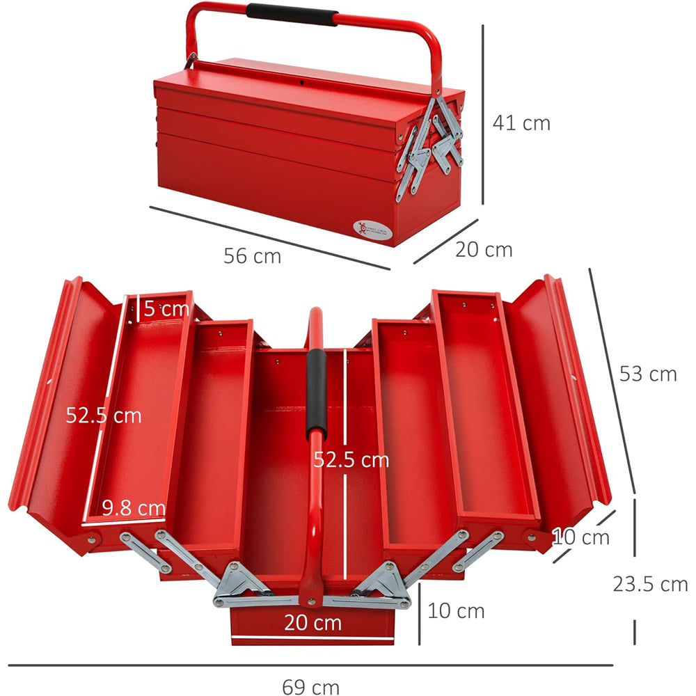 CASSETTA PORTAUTENSILI PORTA ATTREZZI 5 SCOMPARTI IN ACCIAIO 56x20x41cm DURHAND