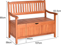 Panchina da Giardino con Contenitore di Legno, Cassapanca da Esterno 2 Posti con Strato Interno Impermeabile, per Cortile e Ingresso, Portata 360 kg, 107 x 59 x 90 cm (Modello 2)