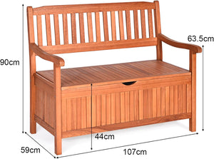 Panchina da Giardino con Contenitore di Legno, Cassapanca da Esterno 2 Posti con Strato Interno Impermeabile, per Cortile e Ingresso, Portata 360 kg, 107 x 59 x 90 cm (Modello 2)