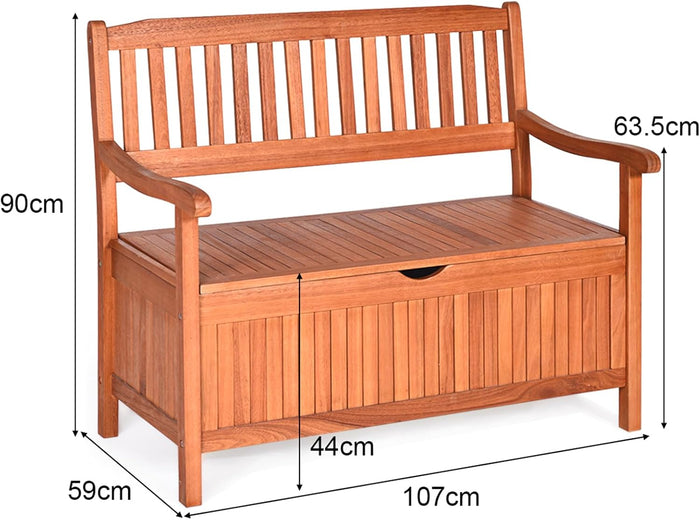 Panchina da Giardino con Contenitore di Legno, Cassapanca da Esterno 2 Posti con Strato Interno Impermeabile, per Cortile e Ingresso, Portata 360 kg, 107 x 59 x 90 cm (Modello 2)