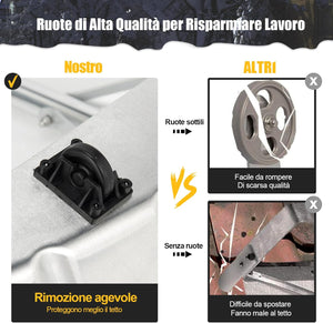 Rastrello per Neve in Alluminio per Tetti e Auto, Pala da Neve Telescopico e Allungabile da 148-608 cm, Lama Grande da 63 cm con 2 Ruote, per Vari Occasioni