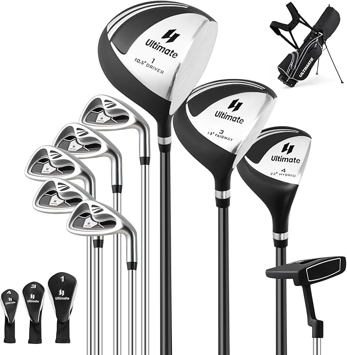Set da Golf Completo con 9 Mazze, Sacca, Driver 460cc, Set Completo di Mazze da Golf per Uomo