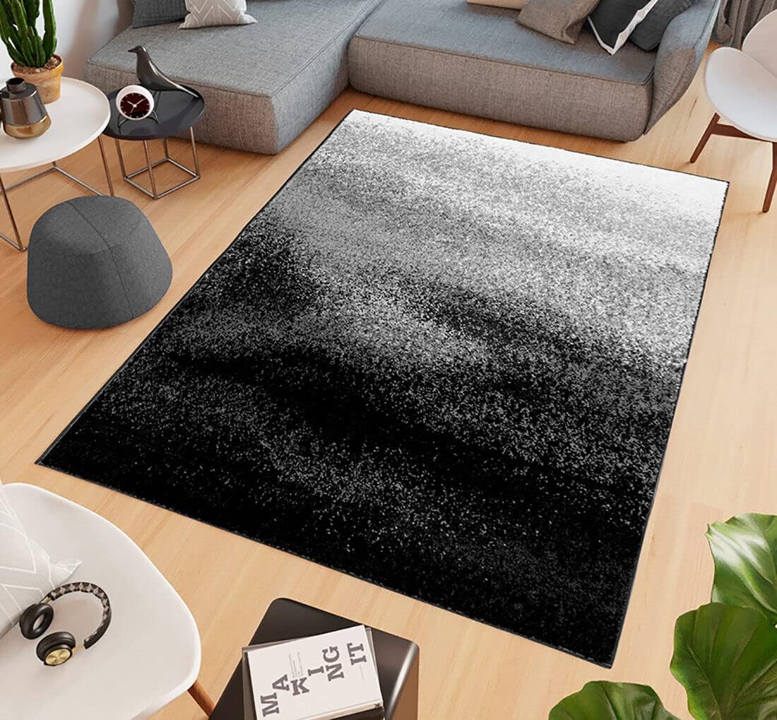 Tappeto Salotto Bagno 120x180 cm Effetto Sfumato Arredo Camera Scendiletto Pelo Corto Nero