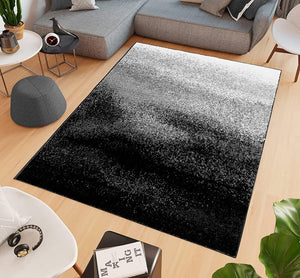 Tappeto Salotto Bagno 120x180 cm Effetto Sfumato Arredo Camera Scendiletto Pelo Corto Nero