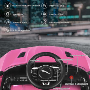Jaguar Auto Elettrico 12 V per Bambini, Macchina Elettrica con Telecomando, con Luci Musica Storia, Avvio Lento, Velocit¨¤ 3-5 km/h (Rosa)