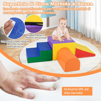 Set di 4 Blocchi in Schiuma per Arrampicarsi e Gattonare per Bambini, Set di Giocattoli Morbidi da Interno con Diverse Forme e Colori per lo Sviluppo dei Bambini (Giallo)