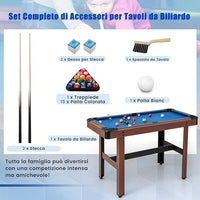 Tavolo da Biliardo, Tavolo da Gioco Biliardo in Legno con Set di Palline 2 Steccette 2 Gessi Triangolo Spazzola, Mini Tavolo da Biliardo per Sala Giochi bar Palestra, 122x61x76 cm