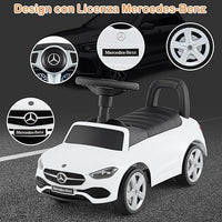 Mercedes Benz Macchinina Cavalcabile a Spinta per Bambini, Auto da Gioco con Volante Clacson e Suono, Spazio di Archiviazione, Auto a Spinta per bambini 1-3 Anni (Bianco)