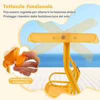 Altalena da Esterno per Bambini, Panchina a Dondolo a 2 Posti con Struttura in Metallo, Tetto Regolabile e Cinture di Sicurezza, per Bambini 3+Anni, Portata 80 kg (Giallo)