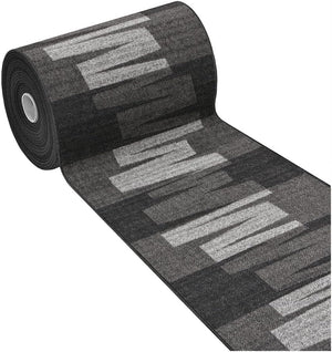 Passatoia Scala Bordata 67x750 cm Ingresso Corridoio Tappeto Cucina Gradini Zig Zag Grigio