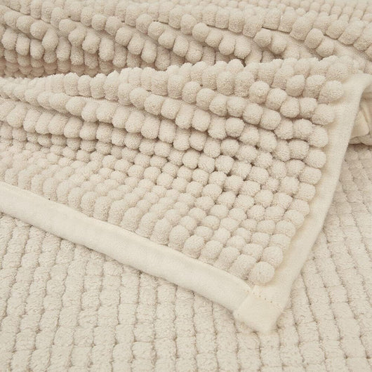 Tappeto Bagno Confortevole Scendiletto 65x130 cm Morbido Antiscivolo Pelo Lungo Beige