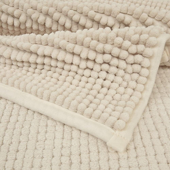 Tappeto Bagno Confortevole Scendiletto 55x110 cm Morbido Antiscivolo Pelo Lungo Beige