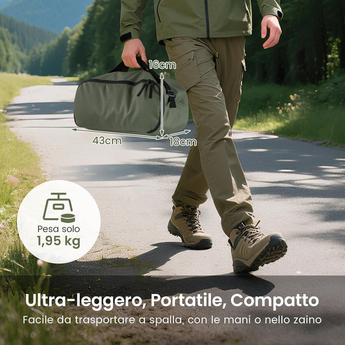 Brandina da Campeggio, Letto Pieghevole e Portatile con Tasca Laterale e Borsa da Trasporto, Lettino con Struttura in Metallo per Viaggio e Spiaggia, Portata 150 kg