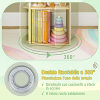 Scaffale Rotante per Bambini, Organizzatore per Giocattoli a 5 Ripiani, Mensola Girevole a 360° per Angolo, Scaffale da Terra per Camera dei Bambini Sala Giochi Asilo, 47,5x47,5x96 cm