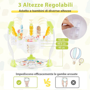 Jumperoo per Bambini, Centro attività Saltella con Altezza Regolabile, Gioco Saltellante con Sedile Girevole a 360°, Saltarello per Neonati con Luci e Suoni per Bambini 6+ Mesi (Giallo)