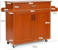 Carrello da Cucina con Ruote di Gomma, Scaffale per Microonde Carrello Servizio, Credenza Cucina Legno Moderno Elegante, 116 x 37 x 85 cm (Marrone)