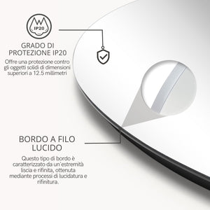 Specchio Bagno Led BUBBLE 70 cm, Specchio Rotondo da Parete Personalizzabile, Luce Led 4000K, Specchiera Bagno Made in Italy Bordo Filo Lucido Moderno