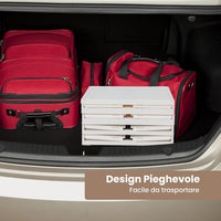 Scarpiera Pieghevole a 3/4/6 Piani, Mobile Multiuso Impilabile con Porte Trasparenti Magnetiche e Ruote Piroettanti Bloccabili, Contenitore con Coperchio per Cibi Giocattoli Abiti (4 Piani)