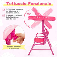 Altalena da Esterno per Bambini, Panchina a Dondolo a 2 Posti con Struttura in Metallo, Tetto Regolabile e Cinture di Sicurezza, per Bambini 3+Anni, Portata 80 kg (Rosa)
