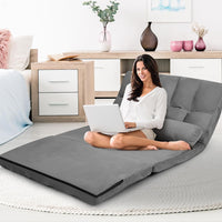 Divano Letto da Terra con 2 Cuscini, Divano Letto Pieghevole con Schienale Regolabile a 6 Livelli, Ideale per Camera da Letto e Soggiorno (Grigio)