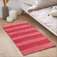 Tappeto Camera Scendiletto Bagno 50x80 Cm Cotone Intrecciato Morbido Assorbente Rosa