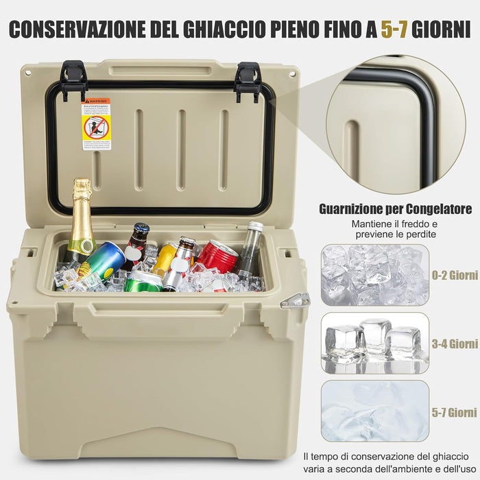 Frigorifero Portatile da 21 Litri, Frigorifero da Campeggio con Portabicchieri Integrati, Regolo e Apribottiglie, Freddo Fino 5-7 Giorni, per Barbecue, Campeggio, Picnic, Pesca