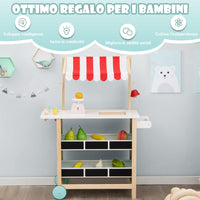 Carretto dei Gelati in Legno per Bambini, con 6 Gelati Giocattolo, Bilancia a Forma di A, Campanello Funzionante, Gelateria per Bambini + 3 Anni, 79 x 29 x 100 cm (Rosso)