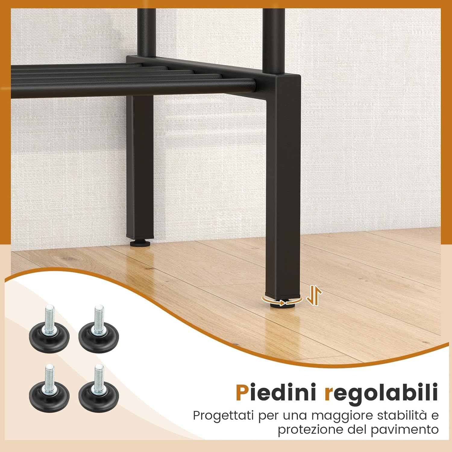 Stand Appendiabiti in Metallo, Doppio Asta Appendiabiti con Altezze Regolabili, Porta Abiti per Camera da Letto, 108x50x120/125 cm