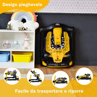 Girello per Bambini 4 in 1, Girello Pieghevole con Altezza e Velocità Regolabili, Carillon con Luci, Volante, Primi Passi per Bambini 6-18 Mesi, Portata 15 kg (Giallo)