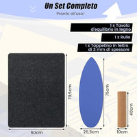 Balance Board in Legno, Tavola di Equilibrio con Rullo e Tappetino per Allenamento Skateboard Hockey Snowboard Surfing, Attrezzi 3 in 1 per Esercizi Equilibrio e Tonificazione Core