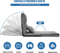 Sedia Pieghevole da Pavimento Portatile, 5 Angoli Regolabile, Cuscino da Seduta con Cuscino per la Schiena, Ideale per Soggiorno Camera da Letto (Grigio)