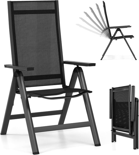 Sedia Pieghevoli da Giardino, Sedie da Giardino con Seduta Imbottita Morbida, Schienale Regolabile su 7 Posizioni, Sedie Portabili per Giardino, Piscina, 70 x 58 x 112 cm (1)