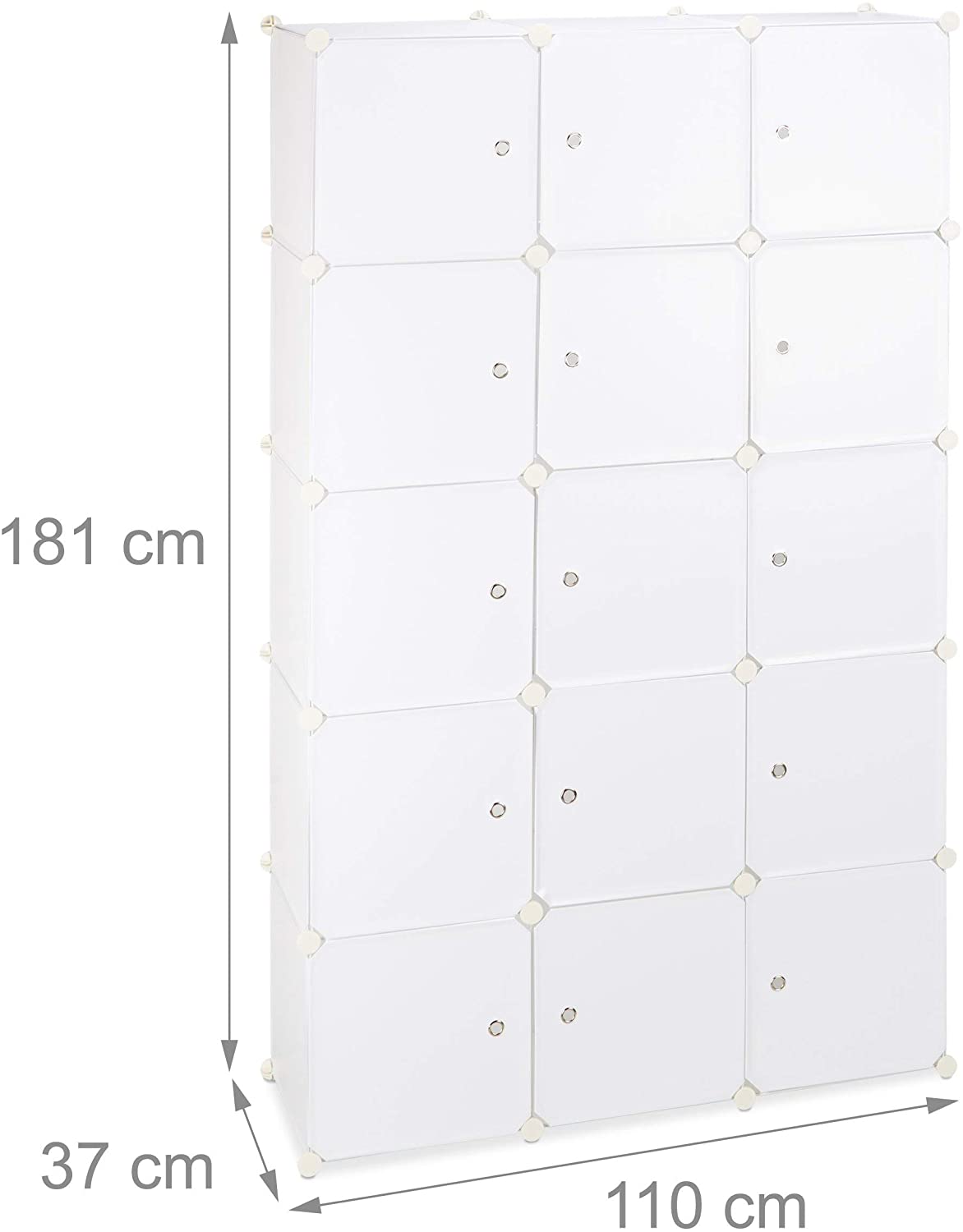 Mensola a cubo, contenitore per armadio, 11 scomparti, 2 aste in plastica bianca 13_0001262_2