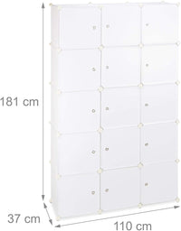 Mensola a cubo, contenitore per armadio, 11 scomparti, 2 aste in plastica bianca 13_0001262_2